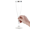 Plastic Champagne Flutes Disposable W/ Silver Rim Box Of 36  6.5 Oz