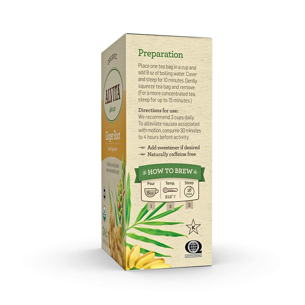 Alvita Teas Organic Herbal Tea Bags - Ginger Root - 24 Bags,ALVITA,OxKom