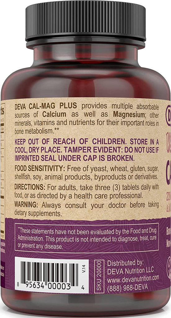 Deva Vegan Cal-Mag Plus - 90 Tablets 2 Pack