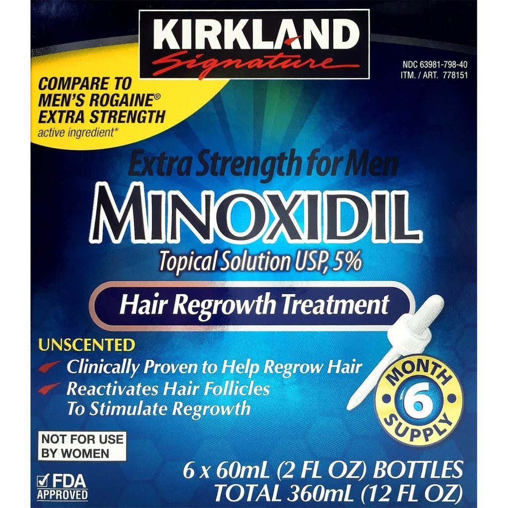 Kirkland Minoxidil 5% Extra Strength Men 6 Month Supply Hair Regrowth Solution,Kirkland,OxKom