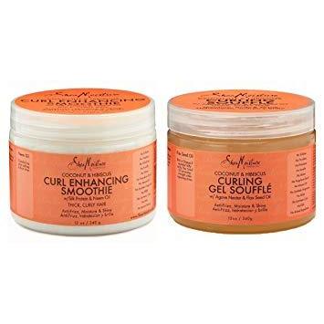 and Hibiscus Combo Pack, Curl Enhancing Smoothie 12 Ounce & Gel Souffle 12 Oz,SheaMoisture,OxKom
