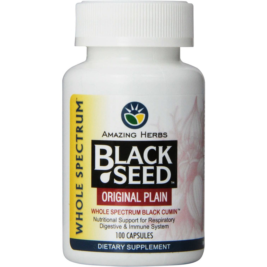 Black Seed ORIGINAL PLAIN Whole Spectrum 100 capsules,AMAZING HERBS,OxKom