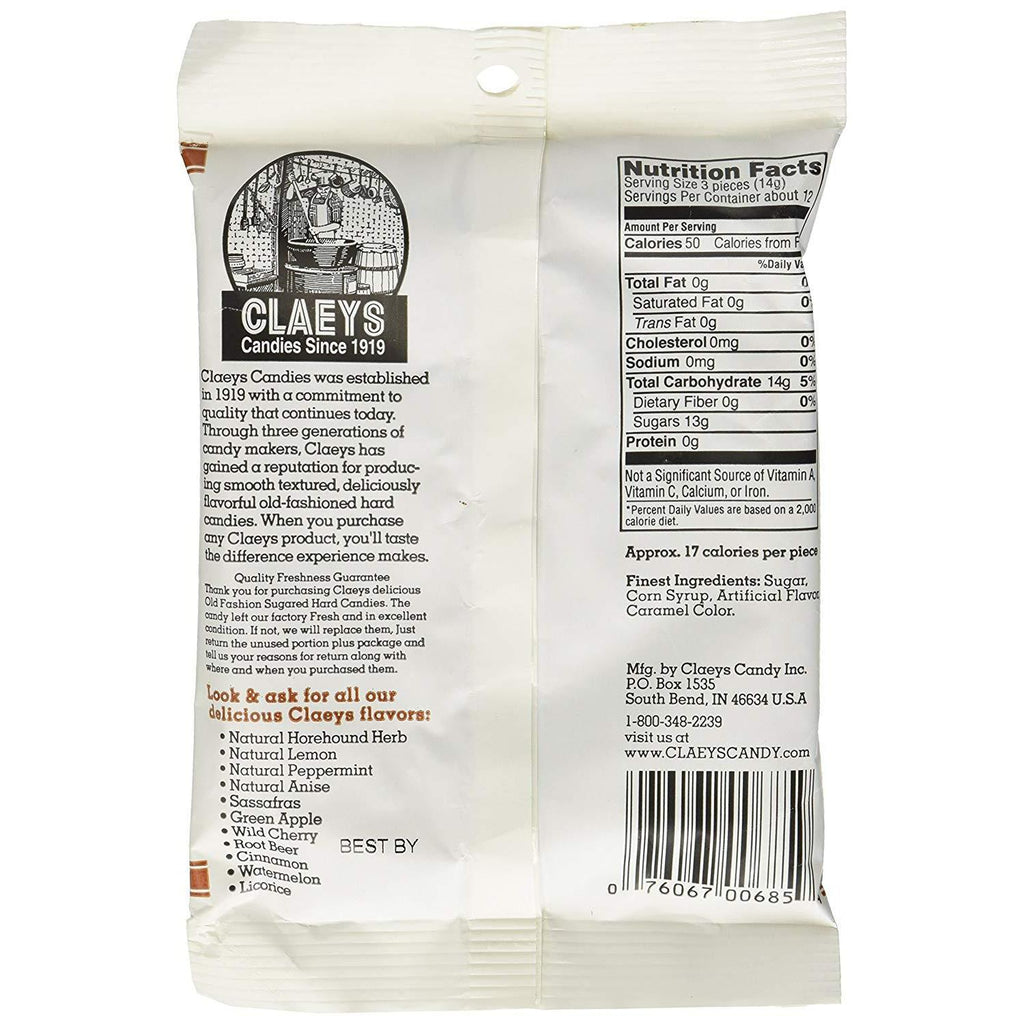 CLAEYS CANDY INC ROOT BEER HARD CANDY6OZ,Claey's,OxKom