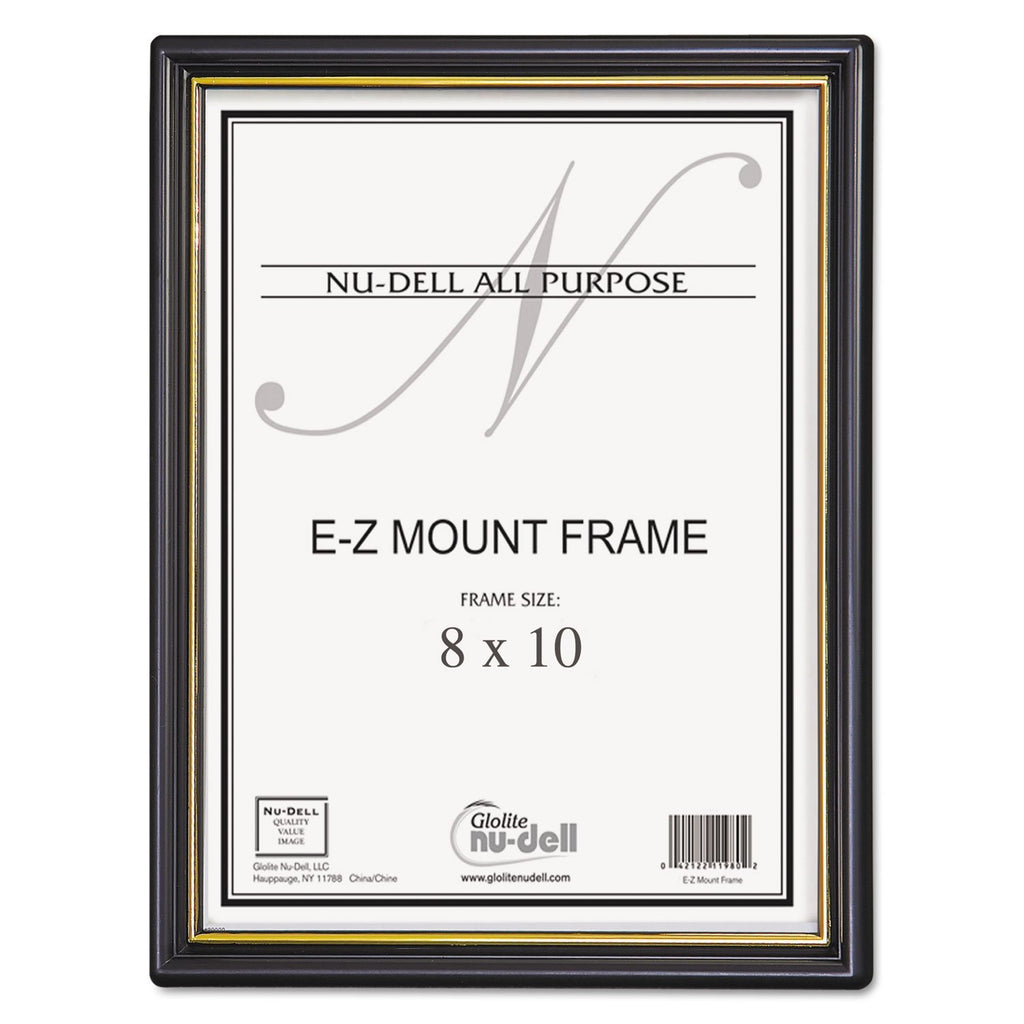 EZ Mount Document Framew/Accent, Plastic, 8 x 10, Black/Gold,NU-DELL MANUFACTURING,OxKom