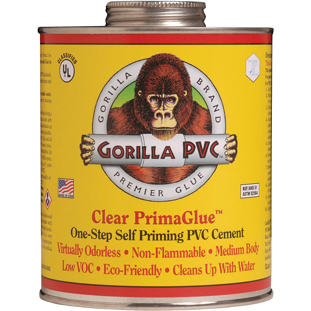 Gorilla PVC  PrimaGlue  Clear  Primer and Cement  For PVC 32 oz.,Gorilla Pvc Cement Llc,OxKom