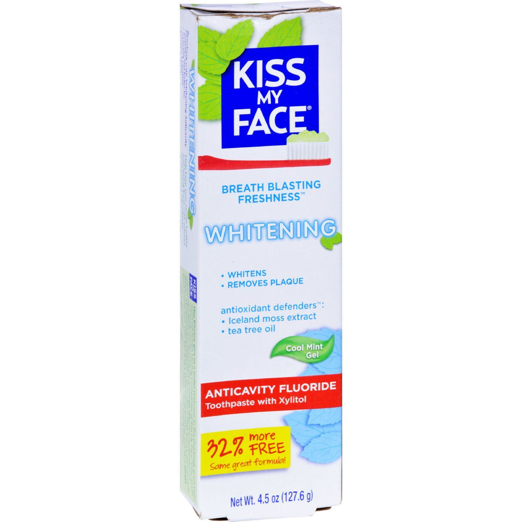 Kiss My Face Toothpaste - Whitening - Anticavity Fluoride - Gel - 4.5 oz,KISS MY FACE,OxKom