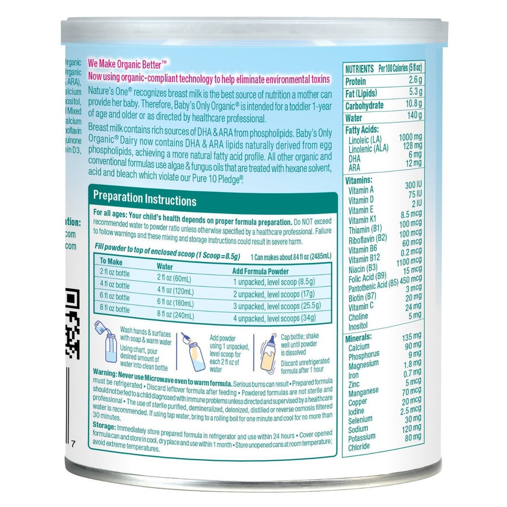 ly Organic Toddler Formula - Organic - Dairy - DHA and ARA - 12.7 oz -,BABY'S ONLY ORGANIC,OxKom