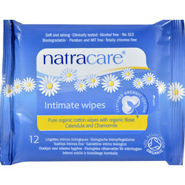 Natracare Organic Cotton Intimate Wipes - 12 Wipes -,NATRACARE,OxKom