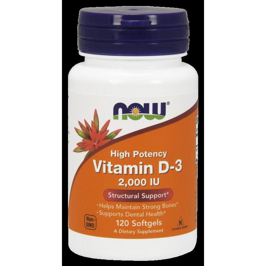 NOW Foods Vitamin D-3 2,000 IU - 120 Softgels,NOW Foods,OxKom