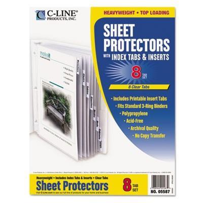 Polypropylene Sheet Protectors with Index Tabs, Clear Tabs, 11 x 8 1/2, 8/ST,C-LINE PRODUCTS, INC,OxKom