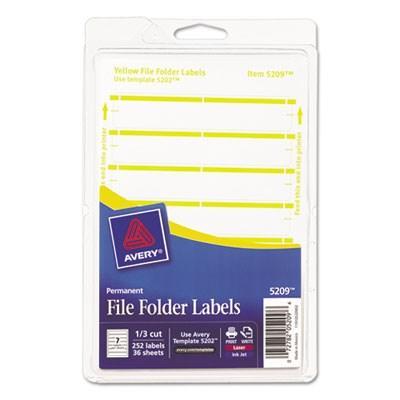 Print or Write File Folder Labels, 11/16 x 3-7/16, White/Yellow Bar,AVERY,OxKom
