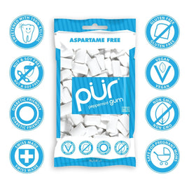 Pur Gum - Peppermint - Aspartame Free - 60 Pieces - 80 g -,PUR GUM,OxKom