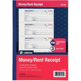 Receipt Book, 7 5/8 x 11, Three-Part Carbonless, 100 Forms,CARDINAL BRANDS INC.,OxKom