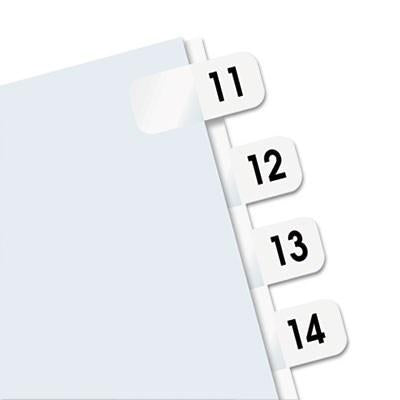 Side-Mount Self-Stick Plastic Index Tabs Nos 11-20, 1 inch, White,,REDI-TAG CORPORATION,OxKom